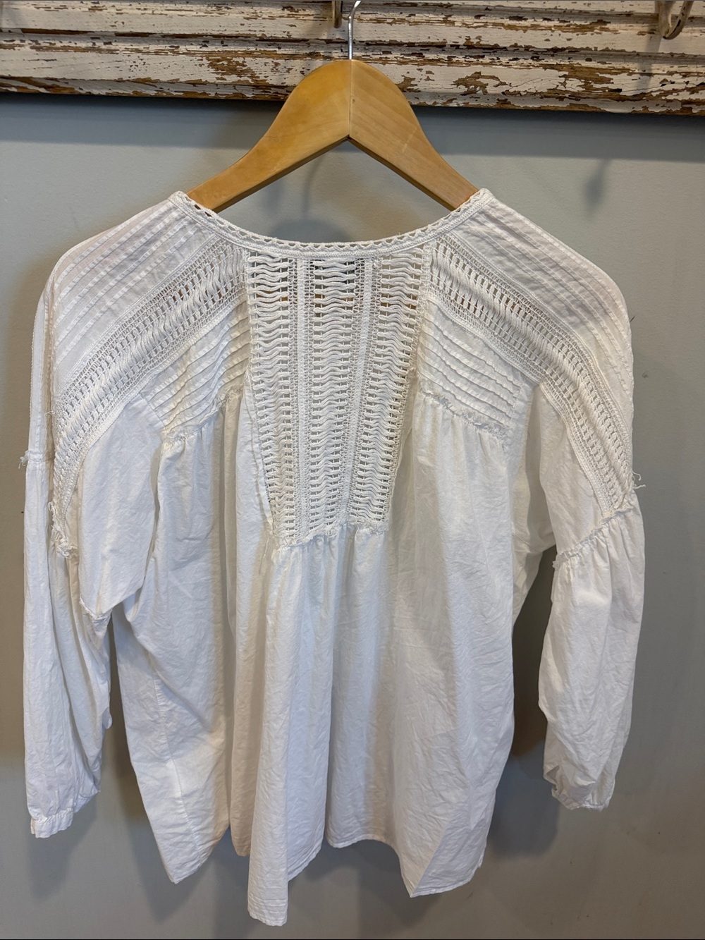 Anthropologie Eri + Ali White Cotton Blouse Milla Size Large - Picture 5 of 10